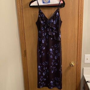 Express Black and Blue Floral Midi Dress